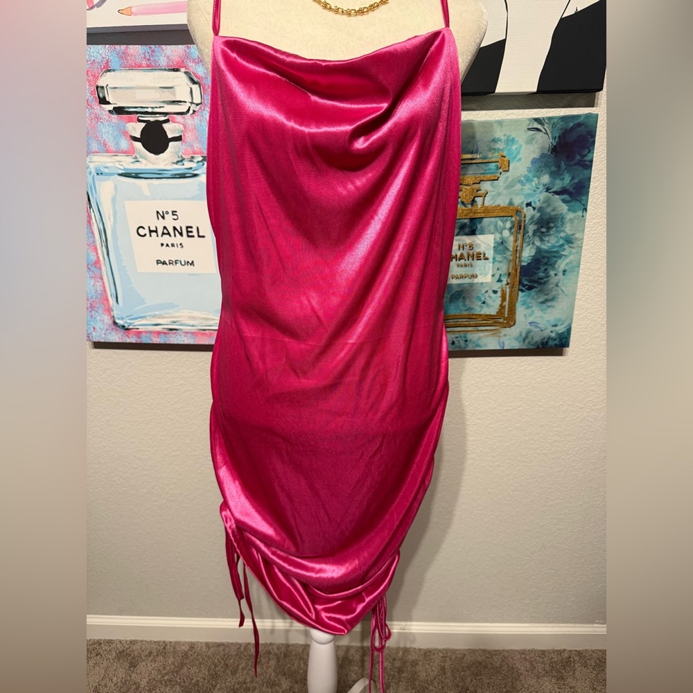 Vibrant Pink Satin Dress